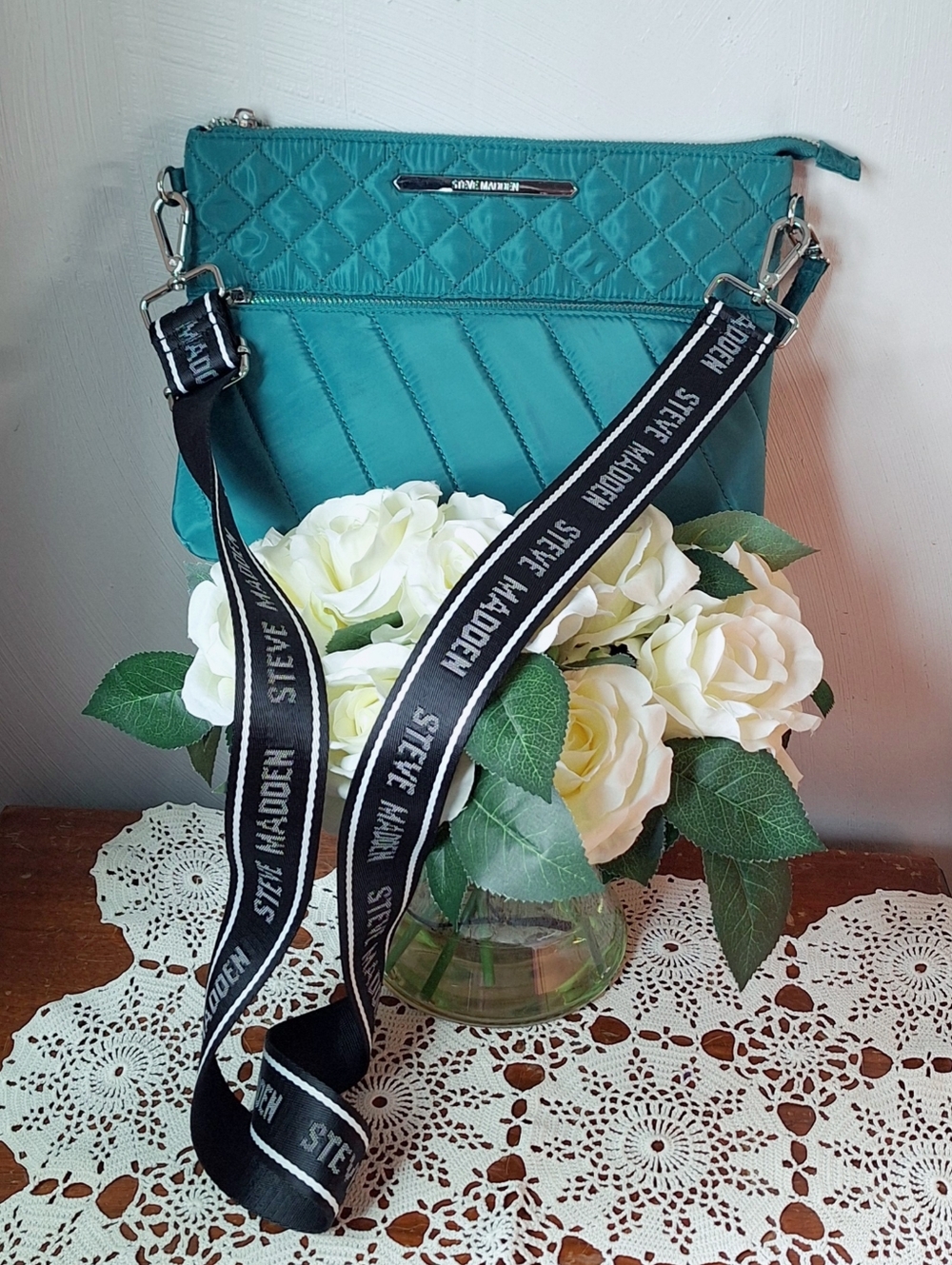 Steve Madden "Teal BVillage Quilted Crossbody Bag" #0T615625, NWOT